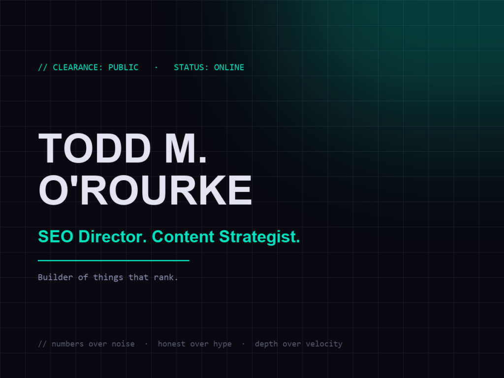a screenshot of Todd M. O'Rourke's homepage