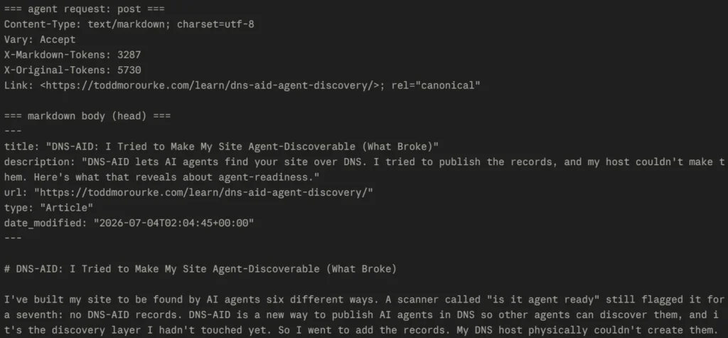 markdown for agents curl