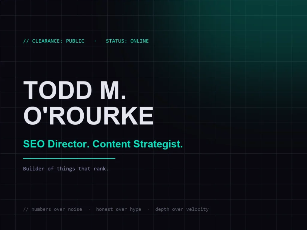 a screenshot of Todd M. O'Rourke's homepage